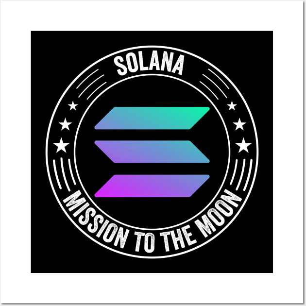 Vintage Solana Coin To The Moon Crypto Token Cryptocurrency Wallet Birthday Gift For Men Women Kids Wall Art by Thingking About